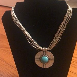 Bold silver toned multiple strand necklace